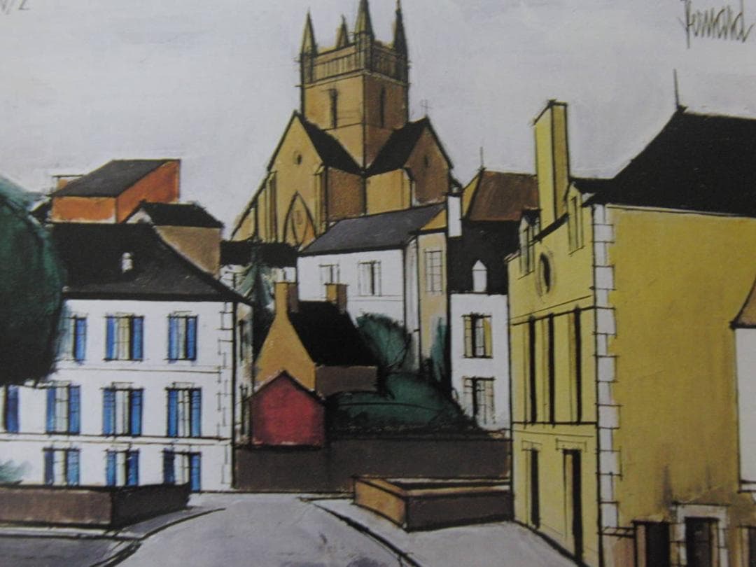 ベルナール・ビュッフェ「Quimperle」希少画集の額装画、人気作品