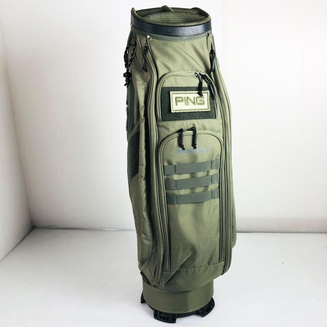 良品 PING キャディバッグ カーキ ゴルフバッグ 男女兼用 6口