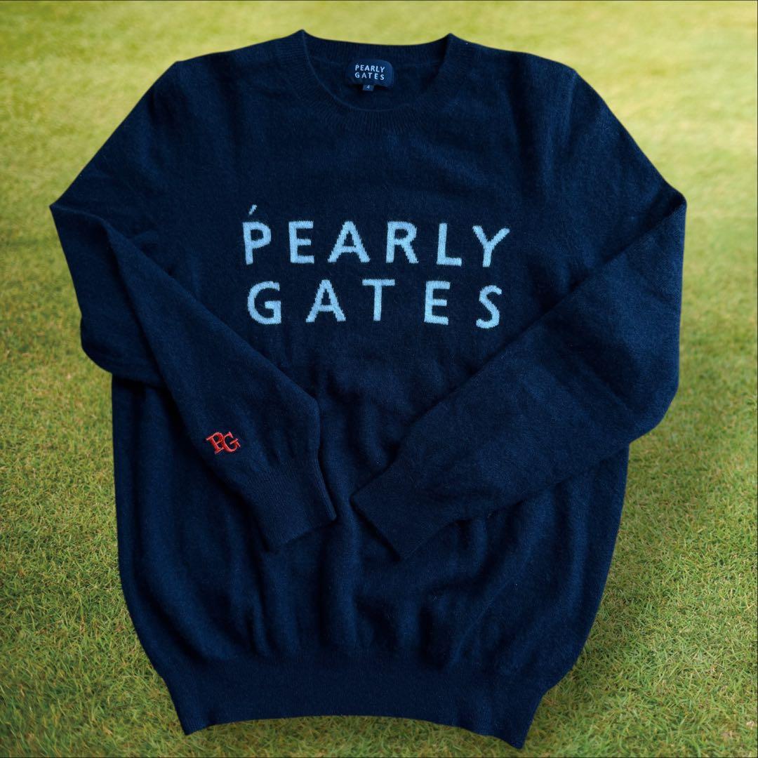 カシミヤ100% パーリーゲイツ　ニット　セーター　紺　濃紺　4 M〜L相当