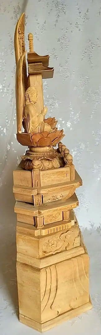 三宝尊 [中#82] 題目宝塔 釈迦如来坐像 多宝如来坐像 ◆白檀 木彫 仏像