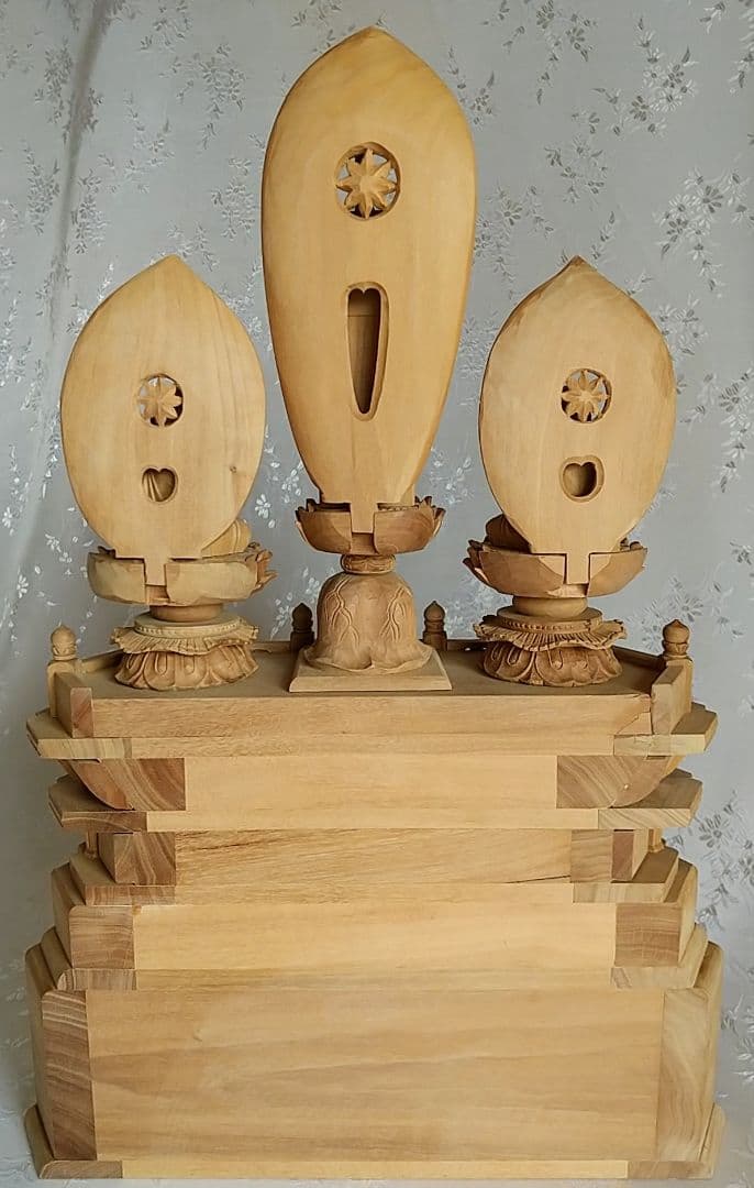 三宝尊 [中#82] 題目宝塔 釈迦如来坐像 多宝如来坐像 ◆白檀 木彫 仏像