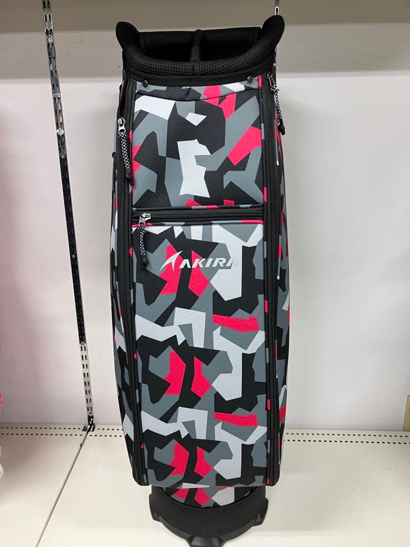 AKIRAキャディバッグ 赤・黒・グレー迷彩