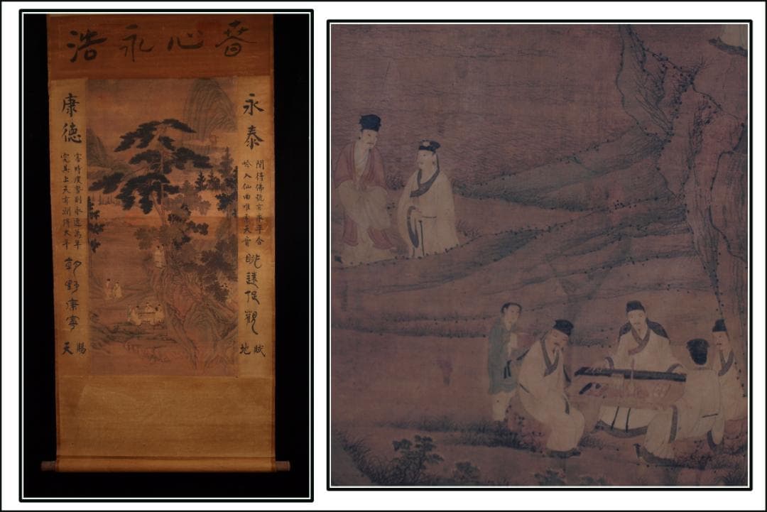 骨董市仕入れ品　中国清時代の掛軸　人物図　肉筆保証　 DE748A7-3