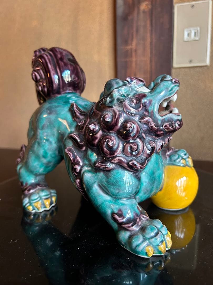 て*つ様 二代徳田八十吉　獅子置物　九谷　1点