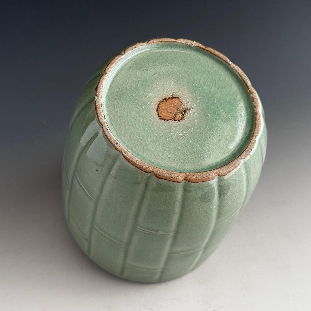 茶道具　青磁　竹彫　廣州窯　共箱　堀内宗完宗匠書付　表千家　茶会　陶芸　韓国