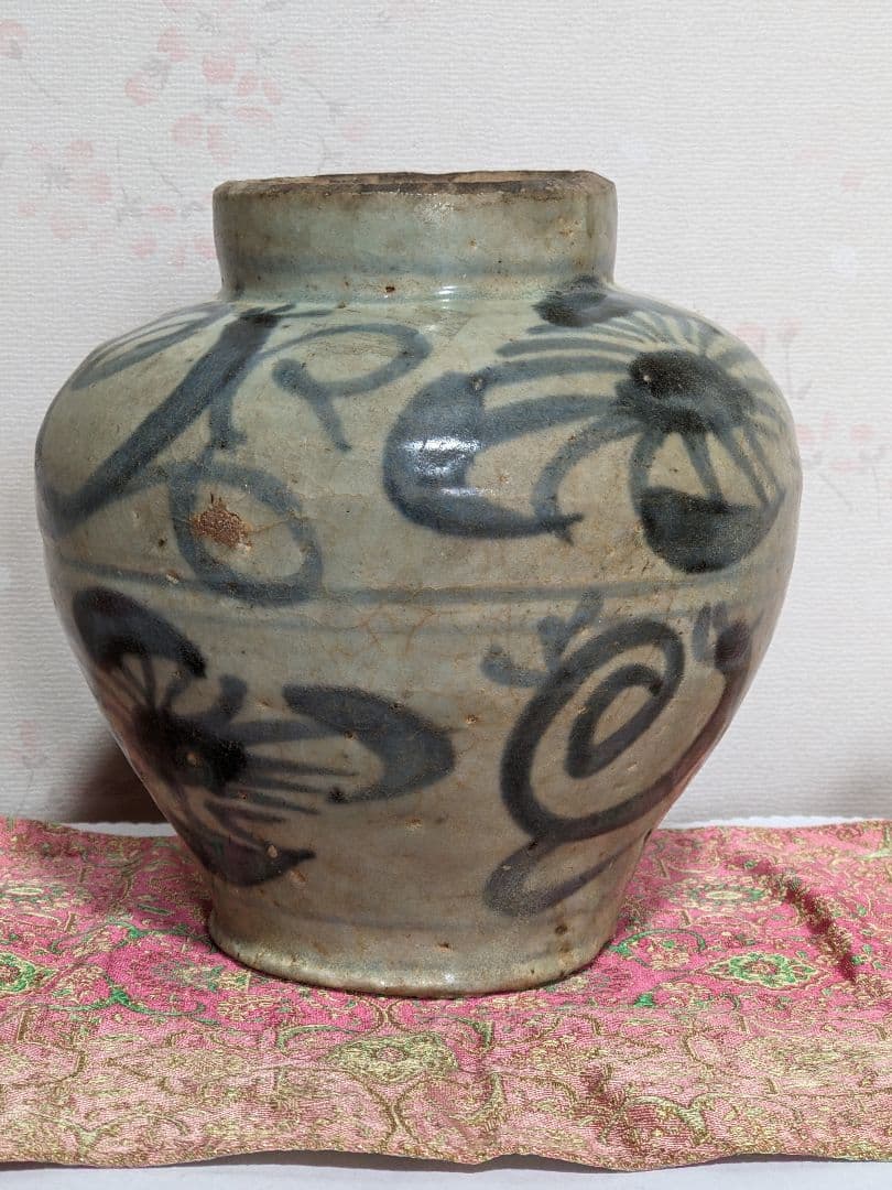 ♦中国陶磁 明時代末 漳州窯 呉須染付 壺 呉州手 置物飾り レア物古美術骨董品
