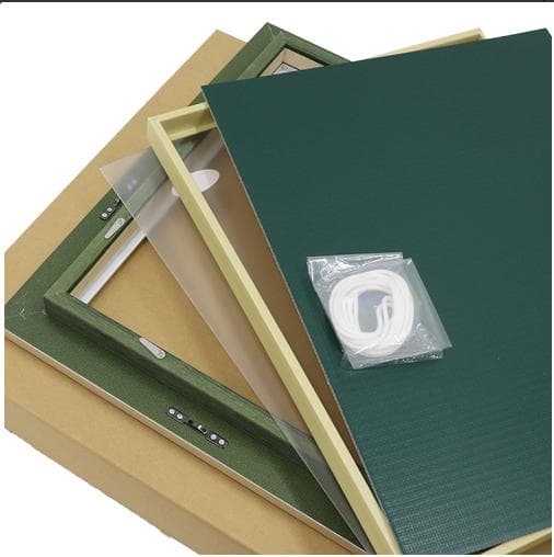 アクリル画　原画　「スイセンの咲く丘01」額縁付　SMサイズ　キャンバス