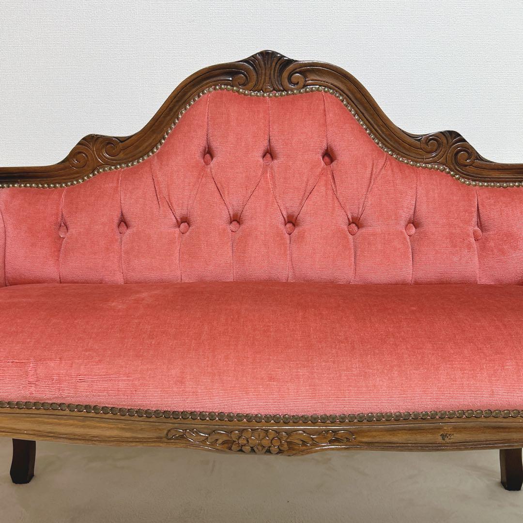 ✦ロココ調✦ 木彫ベルサイユソファー ✦ 2人掛け ラブソファ ✦ ベルベット