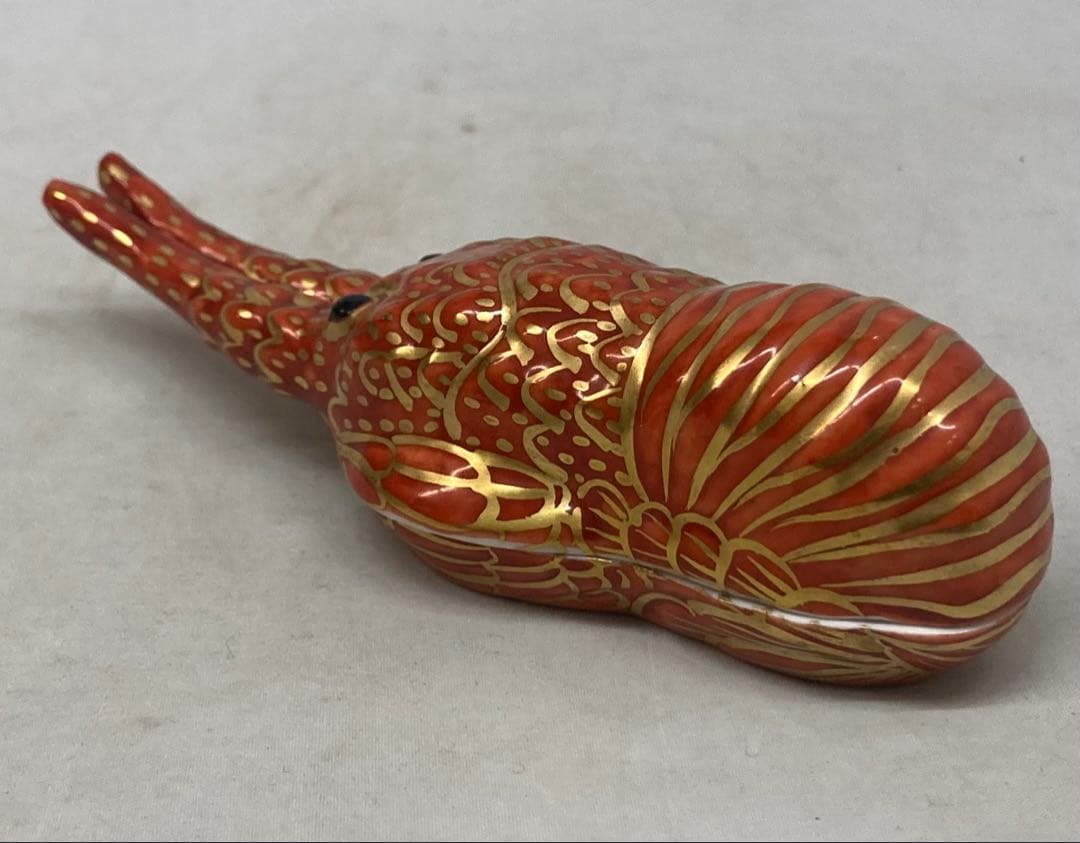 B525s「金襴手海老 香合」高野昭阿弥造　共箱　平安　茶道具　香道具