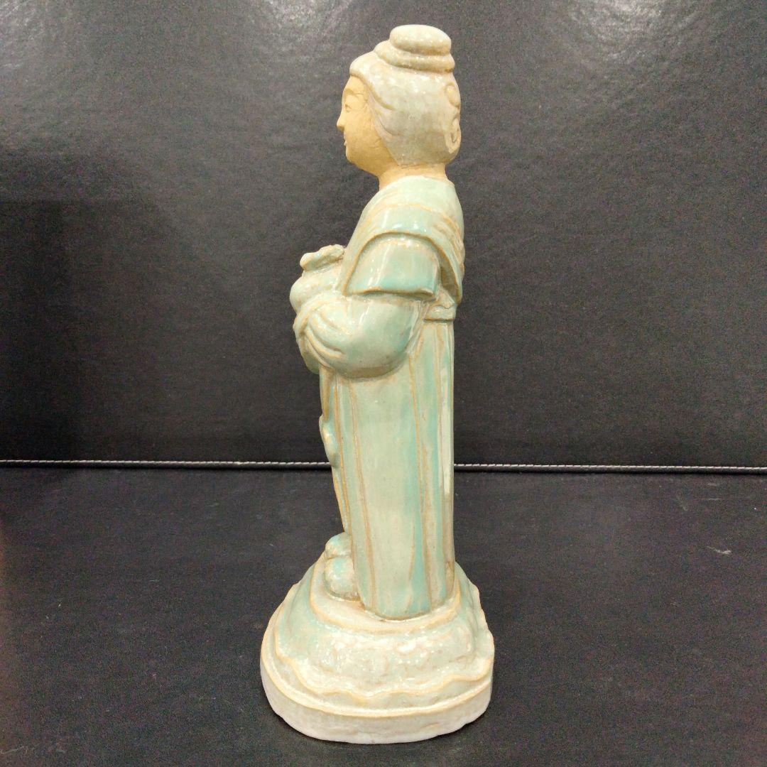 b396-4　仏師 久保田唯心 御李代刀 本人作 陶彫 宝蔵童女　E