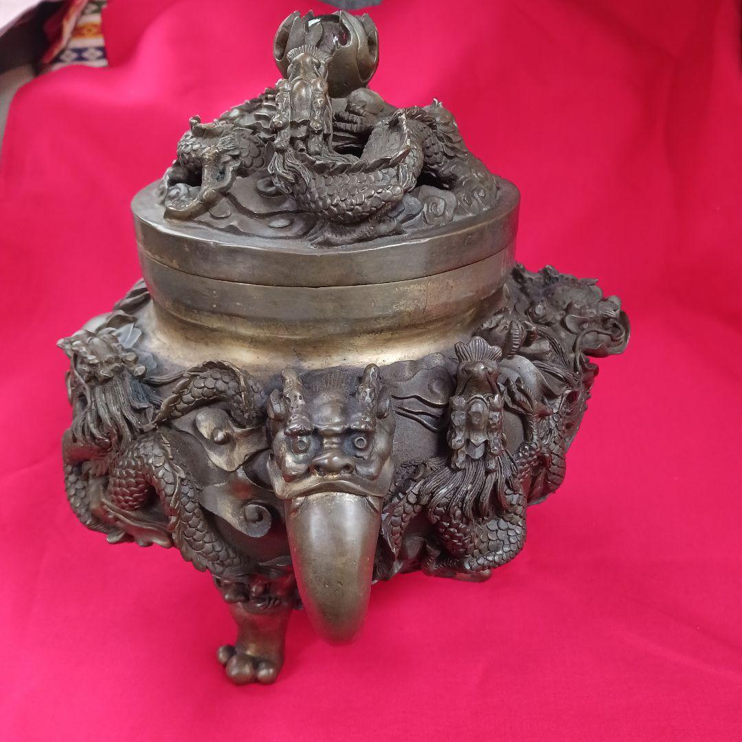 中国 銅薫製香炉 九竜香炉 製品