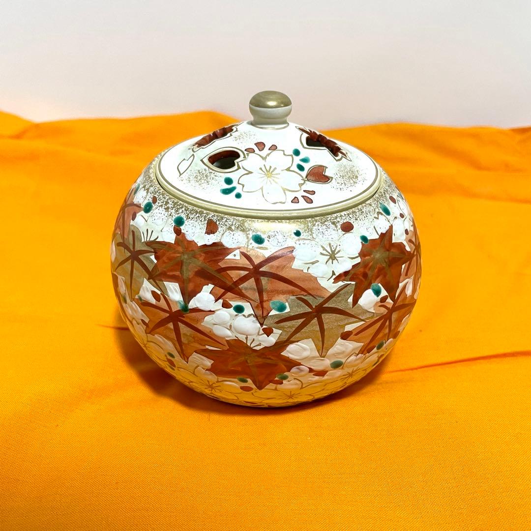 【美品】京 清水焼 斎藤雲楽作 雲錦 飾り壺&香炉セット 花瓶 京都 伝統工芸品