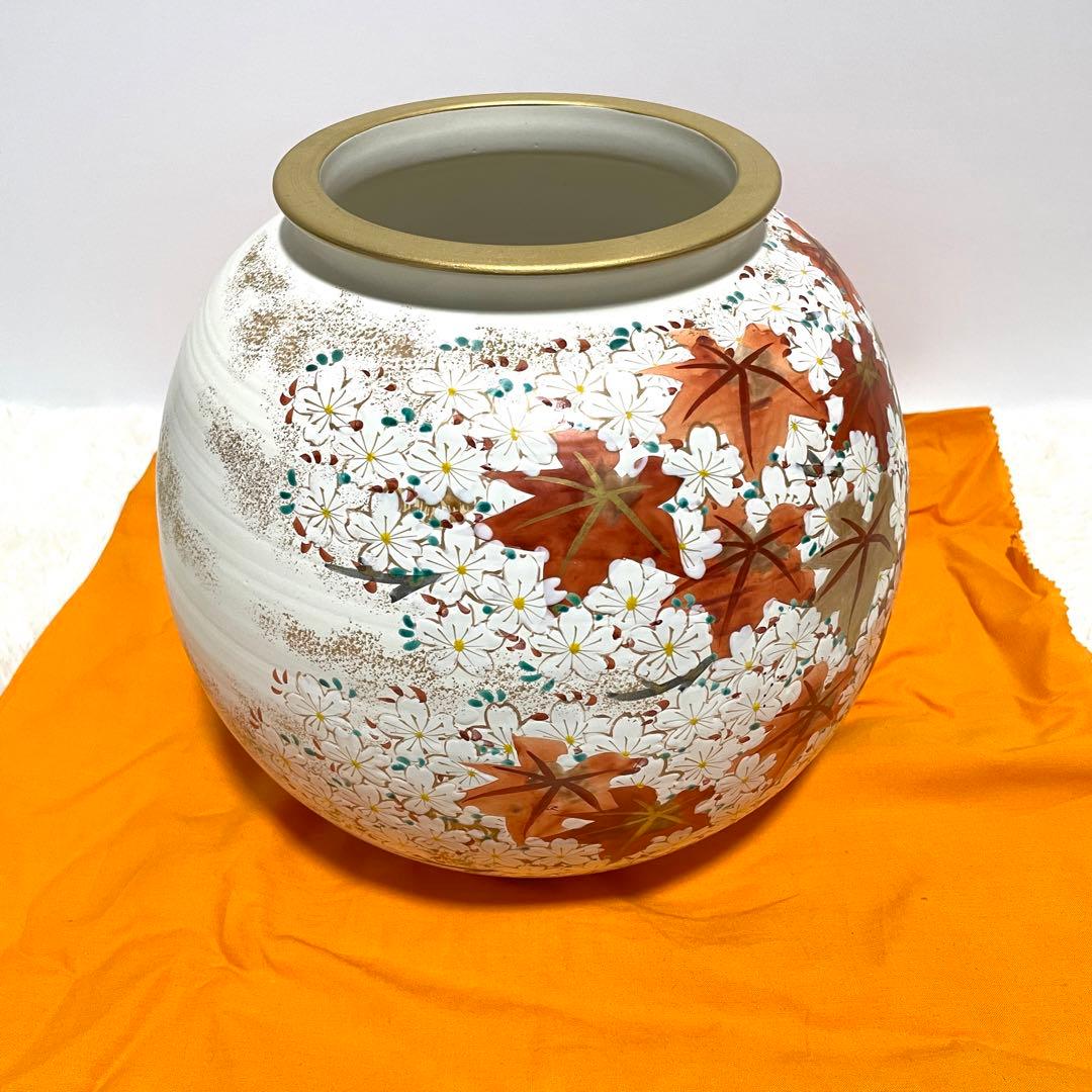 【美品】京 清水焼 斎藤雲楽作 雲錦 飾り壺&香炉セット 花瓶 京都 伝統工芸品