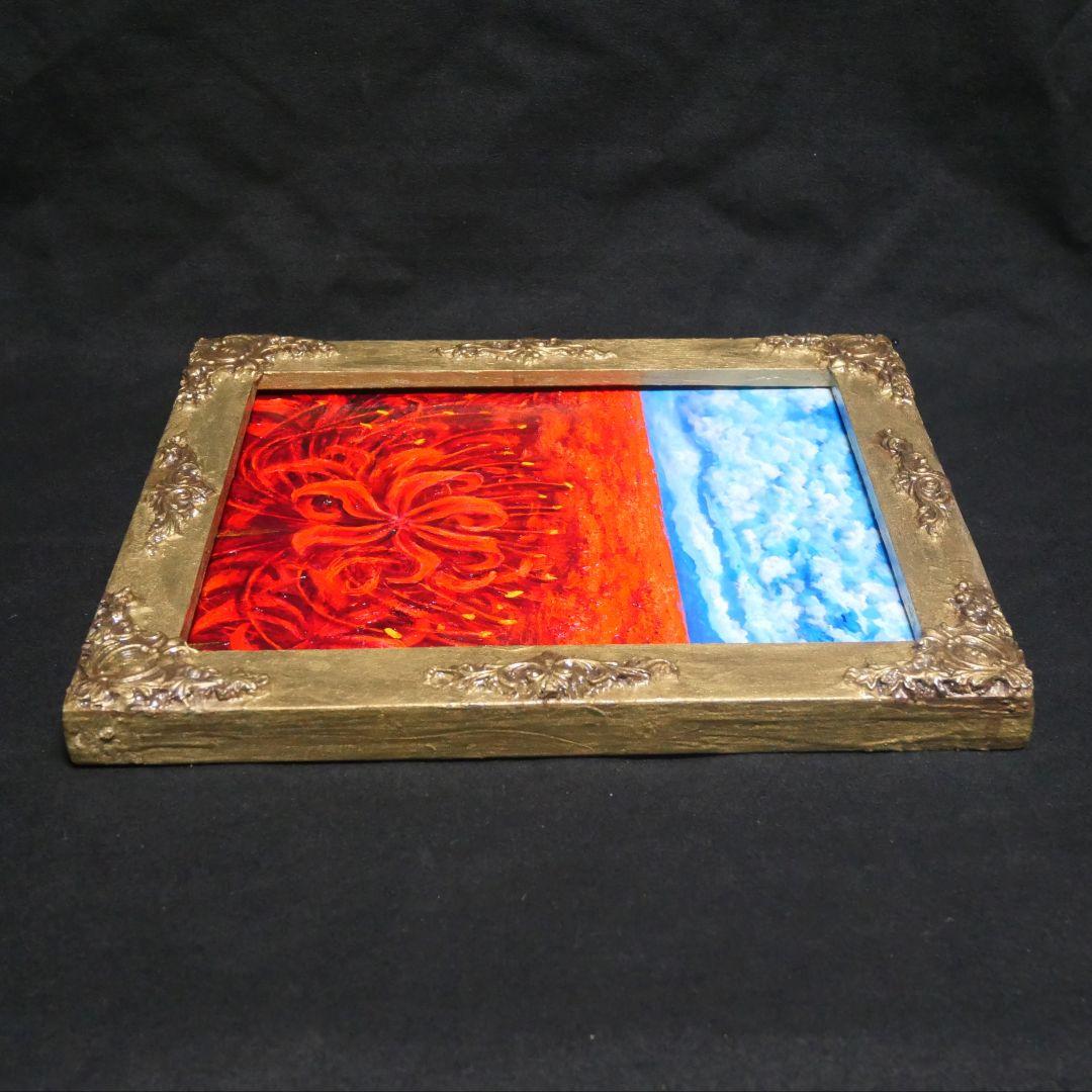 油絵 油彩 油彩画 絵 絵画【空と雲と、赤き彼岸花】