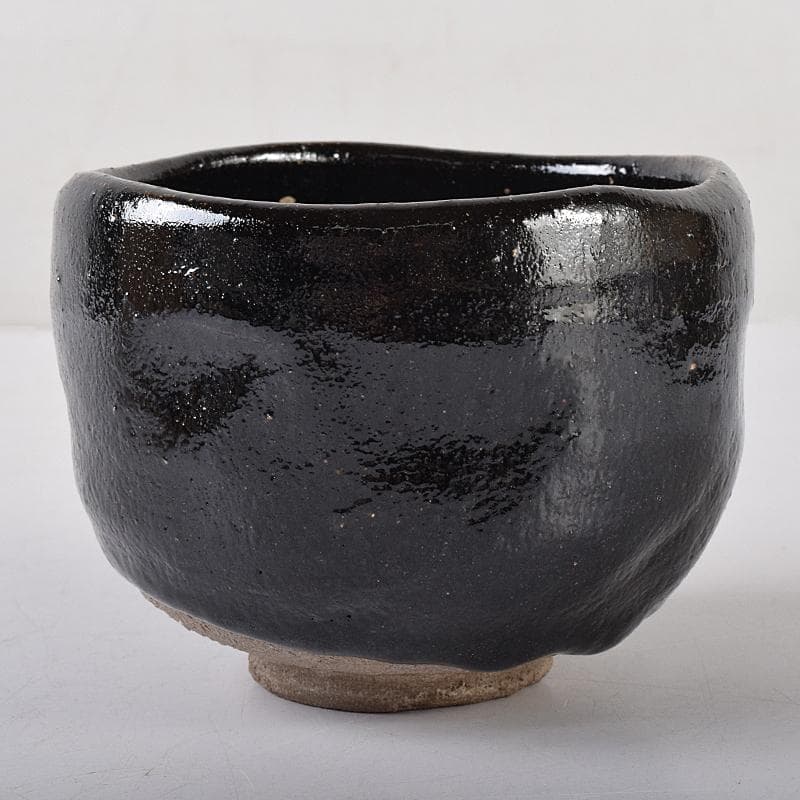 楽吉左衛門　九代了入作　黒楽茶碗　銘杏都　仕覆付　清水公照極め箱　M　R8580