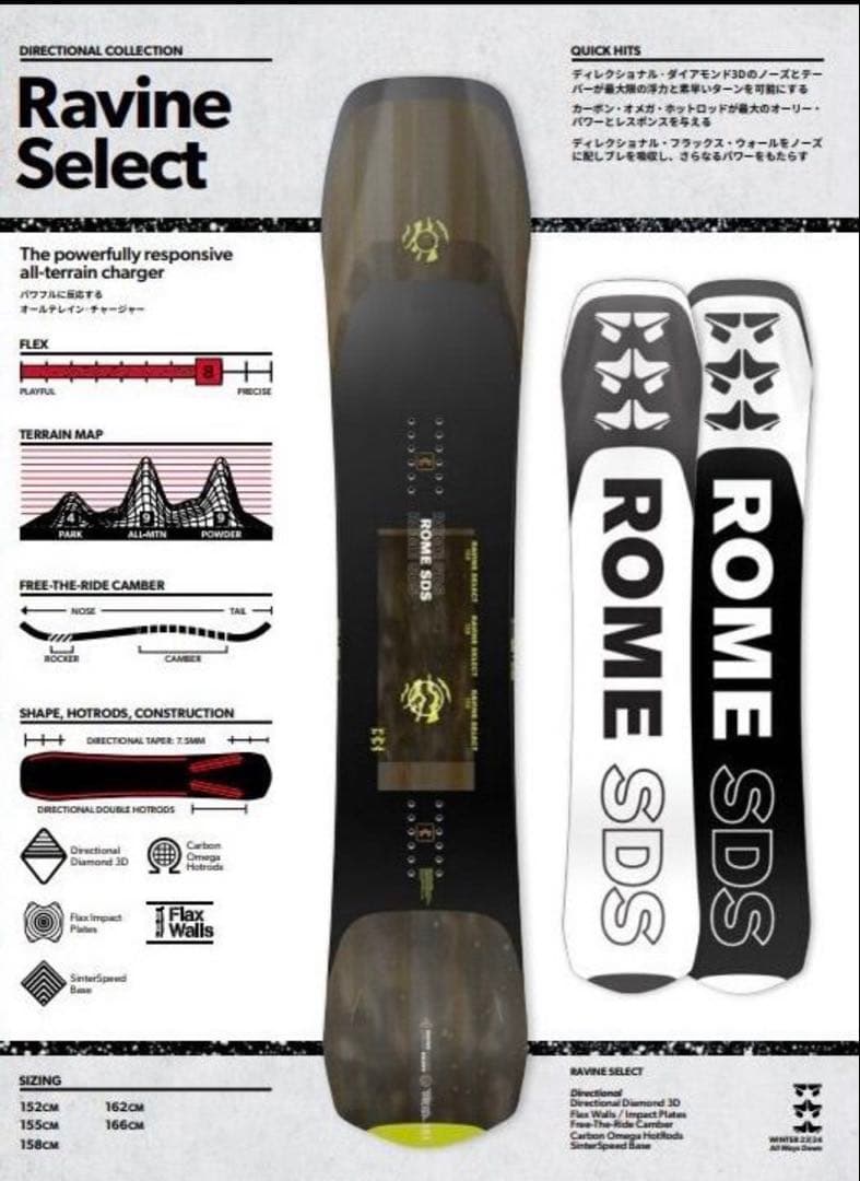 スノーボード 23-24 ROME SDS RAVINE SELECT 158