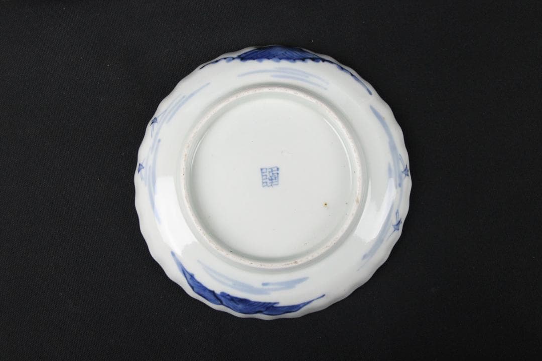 古伊万里 染付 山水図 五枚組 小皿 菓子皿 風景絵 江戸～明治期 Eo21-5