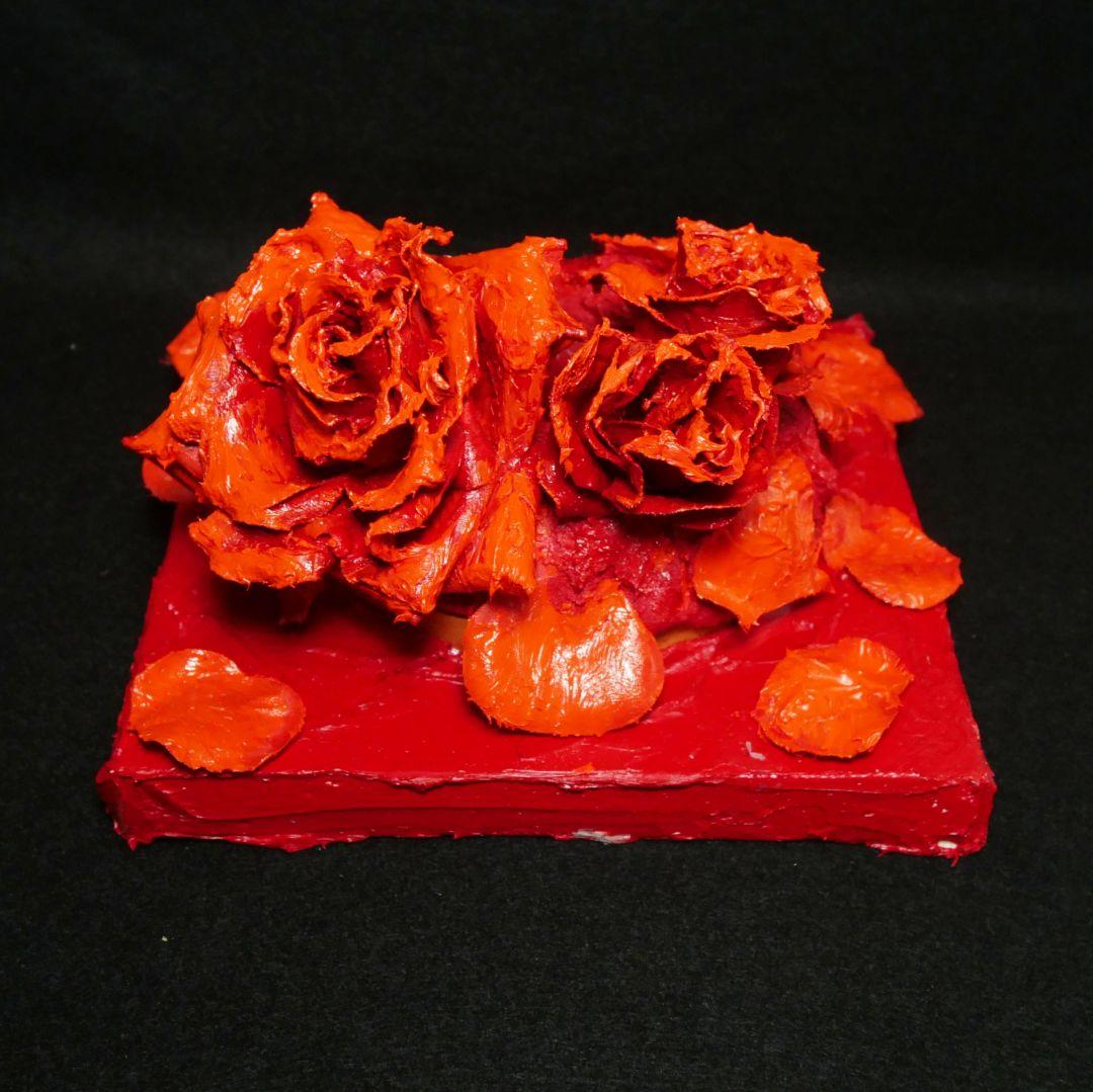 油絵 油彩 絵画 立体アート【薔薇のドーナツ】