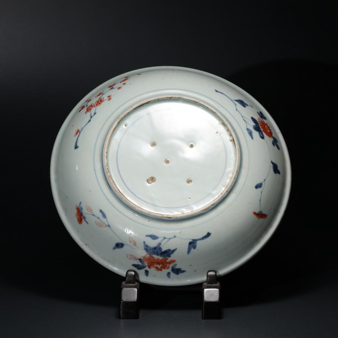 伊万里色絵花籠図皿　∅31cm　古伊万里　骨董　R1370A