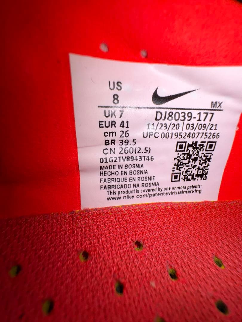 Nike Tiempo 9 SG ホワイト/レッド/イエロー　26cm