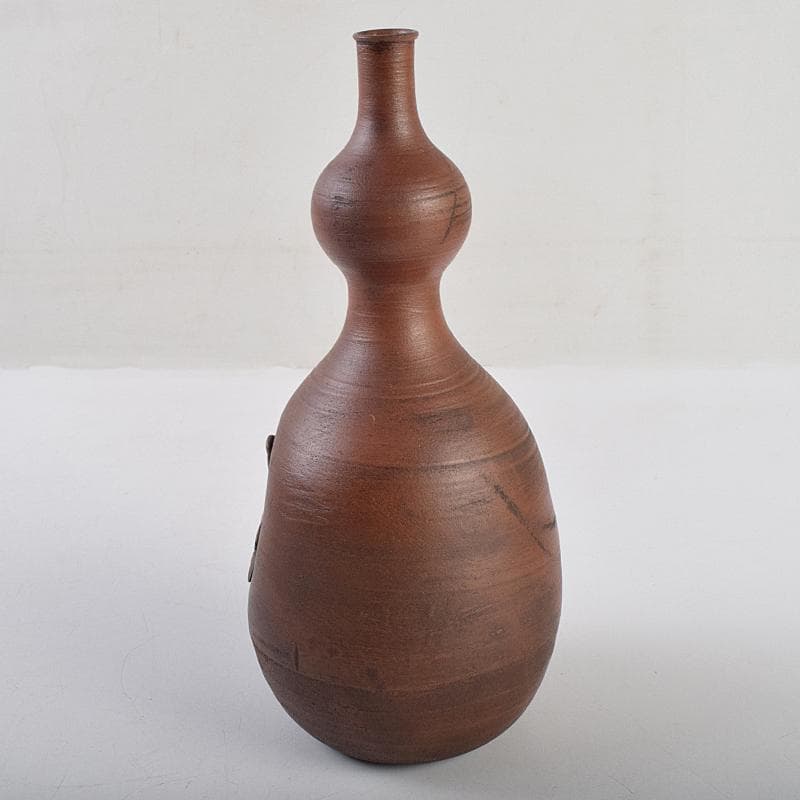 桂又三郎極め　江戸初期　古備前　人物刻　細口瓢徳利　V　R9490