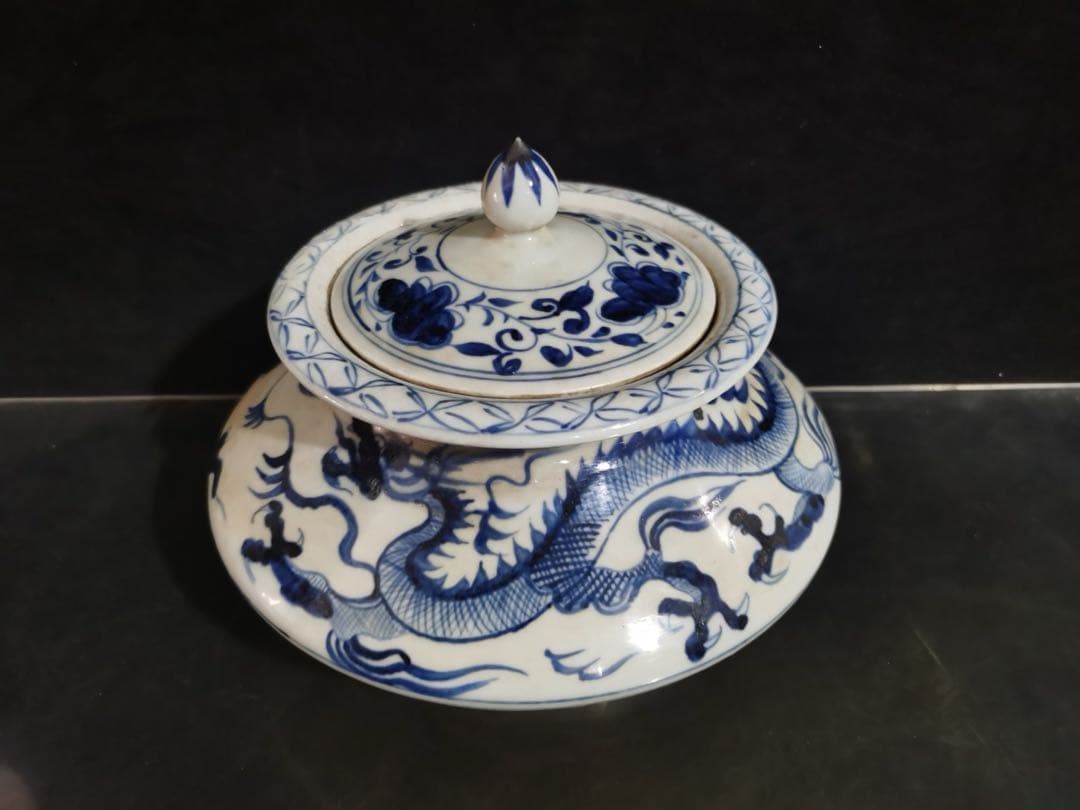 旧蔵　時代物　元時代　清花瓷 陶器