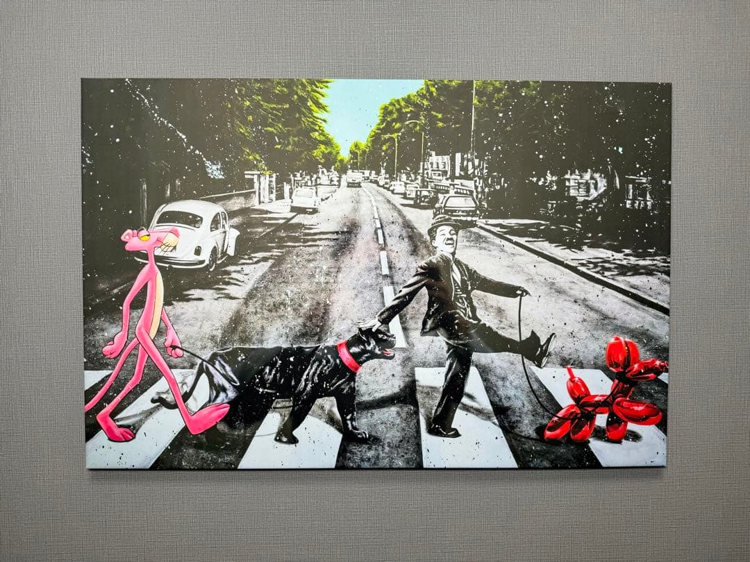 No.115木枠付きキャンバスアート　ビートルズ　チャップリン　アートパネル