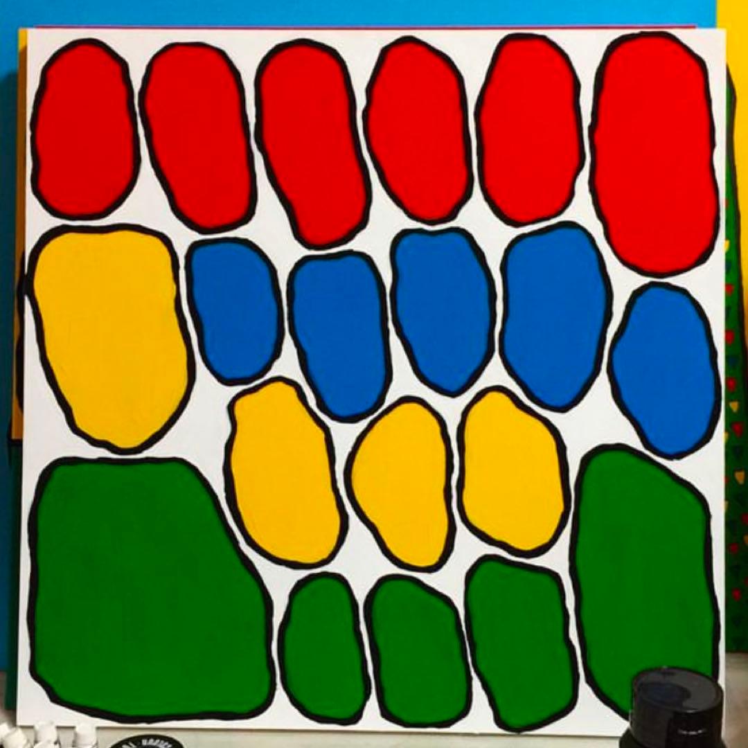 原画　アクリル画 サイン入り ●Kaoruko Negishi● 紐付き