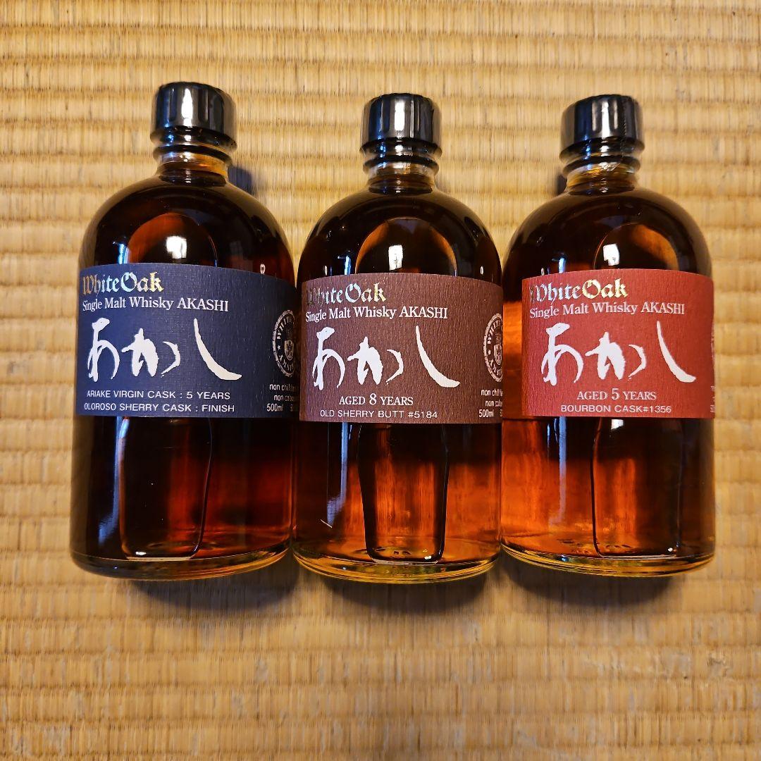 ホワイトオーク シングルモルトウイスキー あかし 500ml 3本