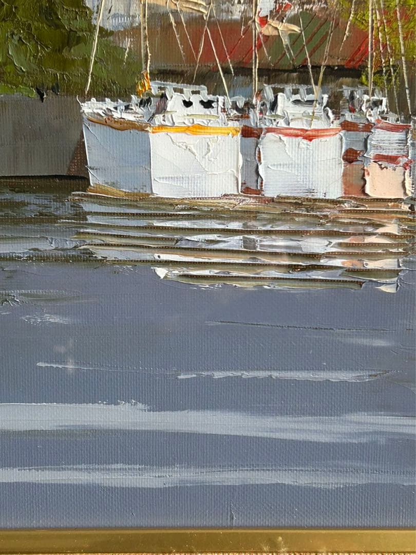 黒沢久 クロワジック港　港の風景 油彩画　フランス美術展出品