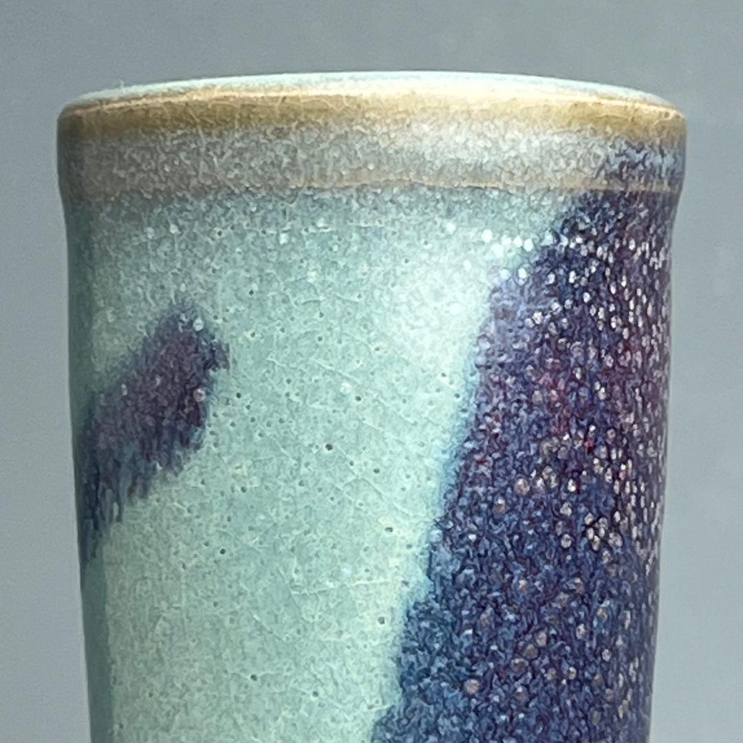 鈞窯天藍釉紫斑長頸瓶 中国古玩 中国美術 唐物