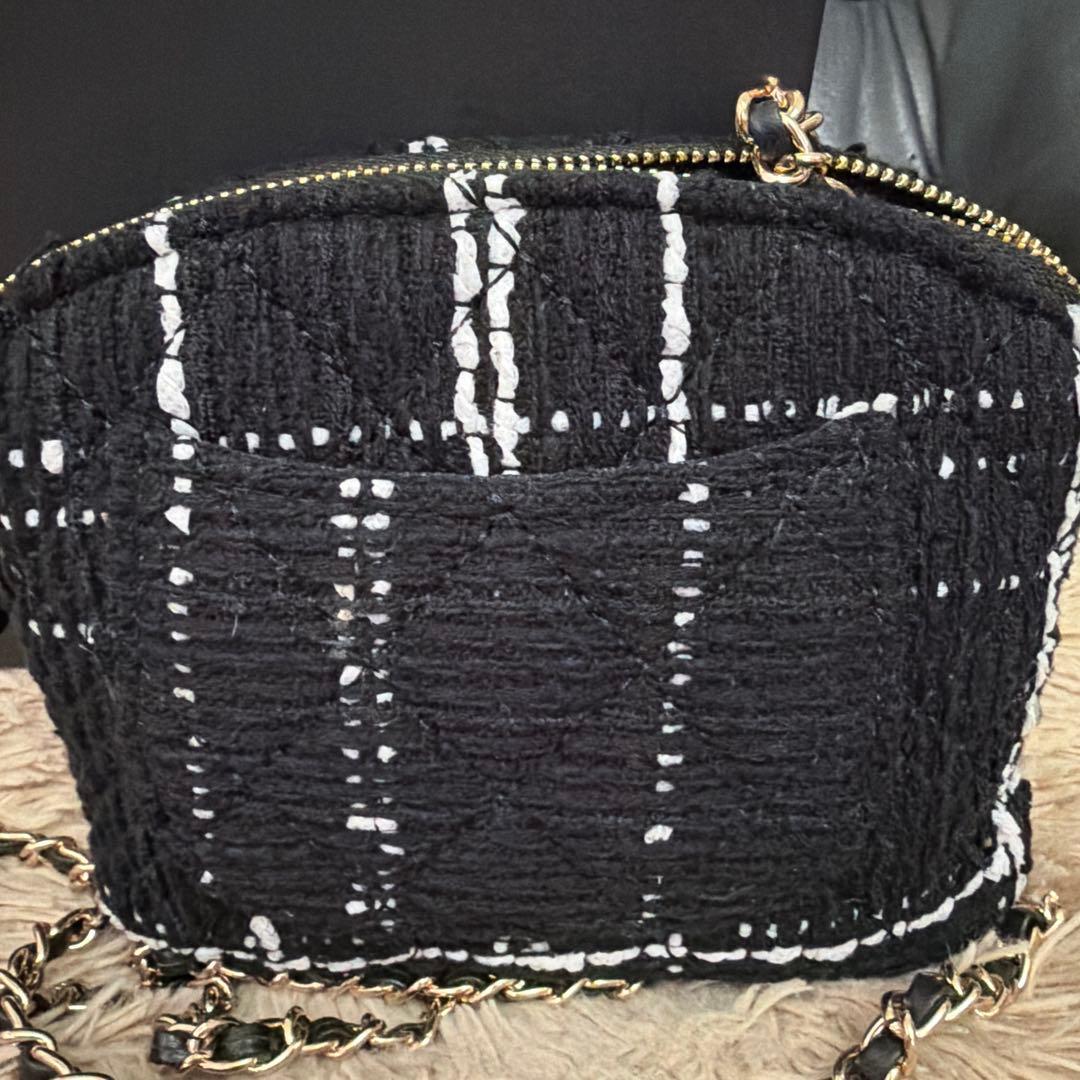 CHANEL ストライプショルダーバッグ　シャネル　ツイード　ノベルティ