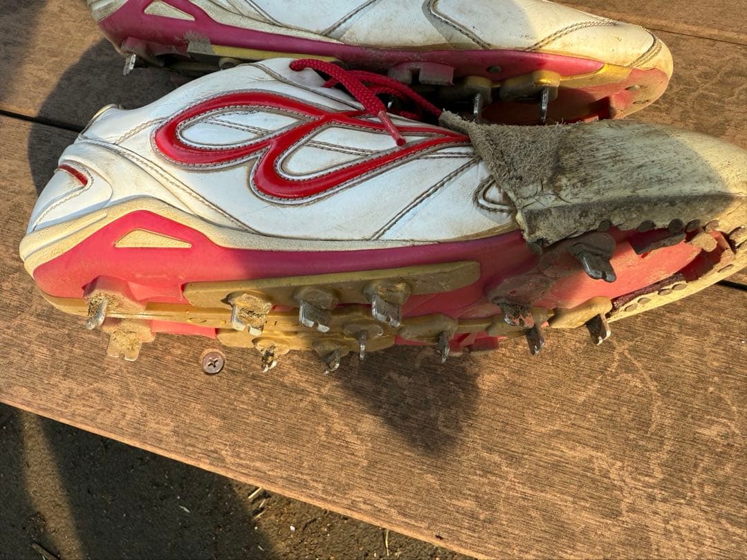 ビモロスパイク　ローカット　野球　白×赤　26.5cm