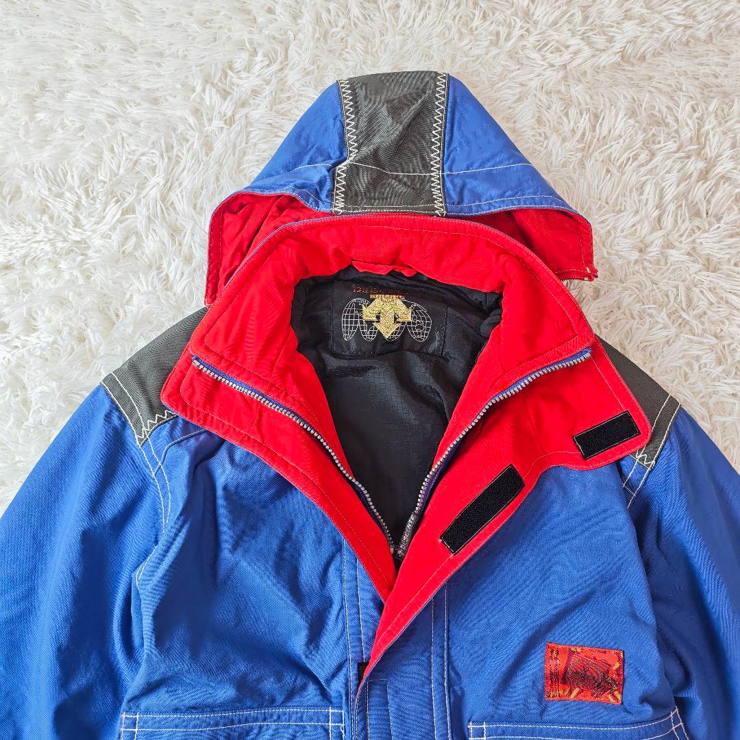 【90ｓ】DESCENTE デサント 中綿スキージャケット 青赤　ゆるダボ S