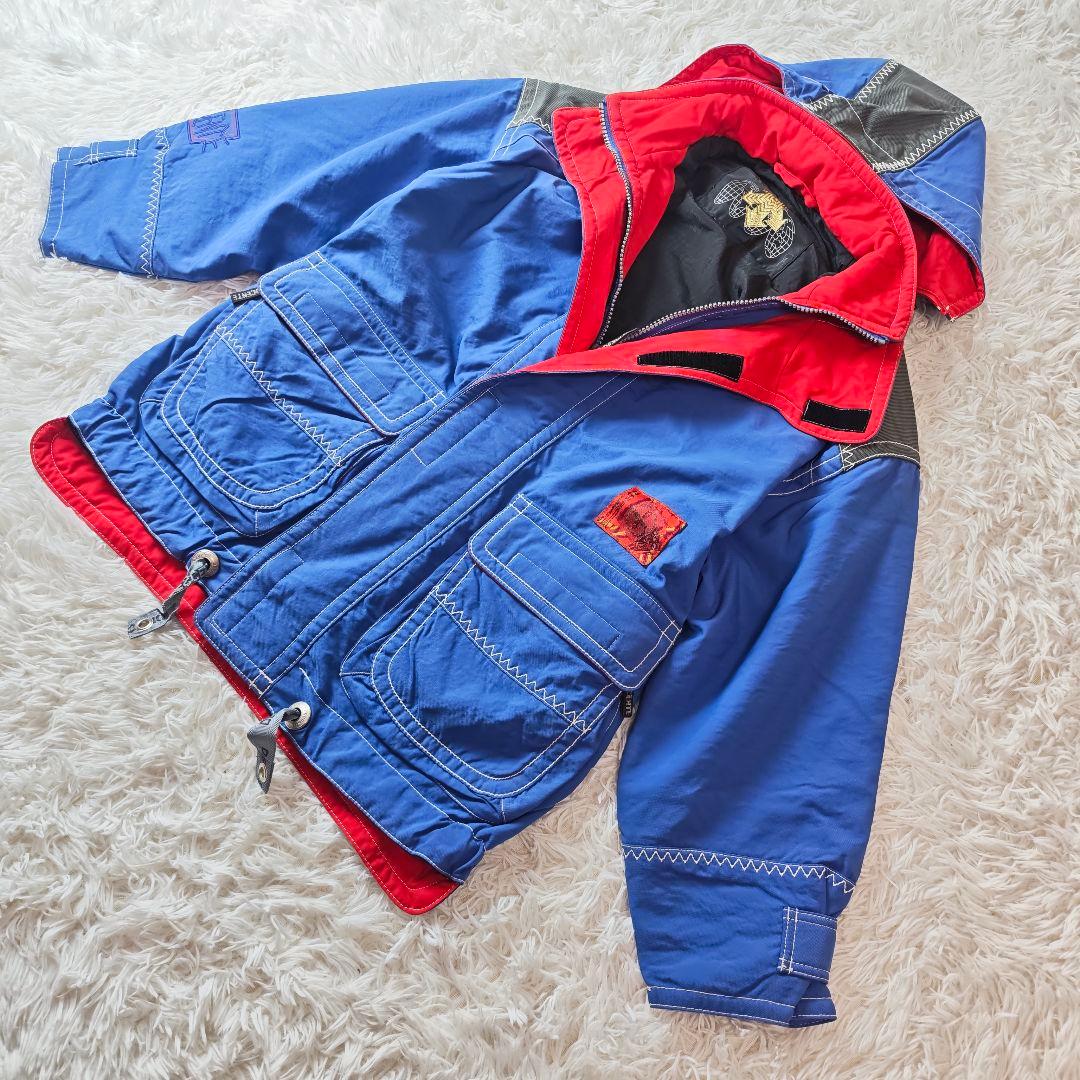 【90ｓ】DESCENTE デサント 中綿スキージャケット 青赤　ゆるダボ S