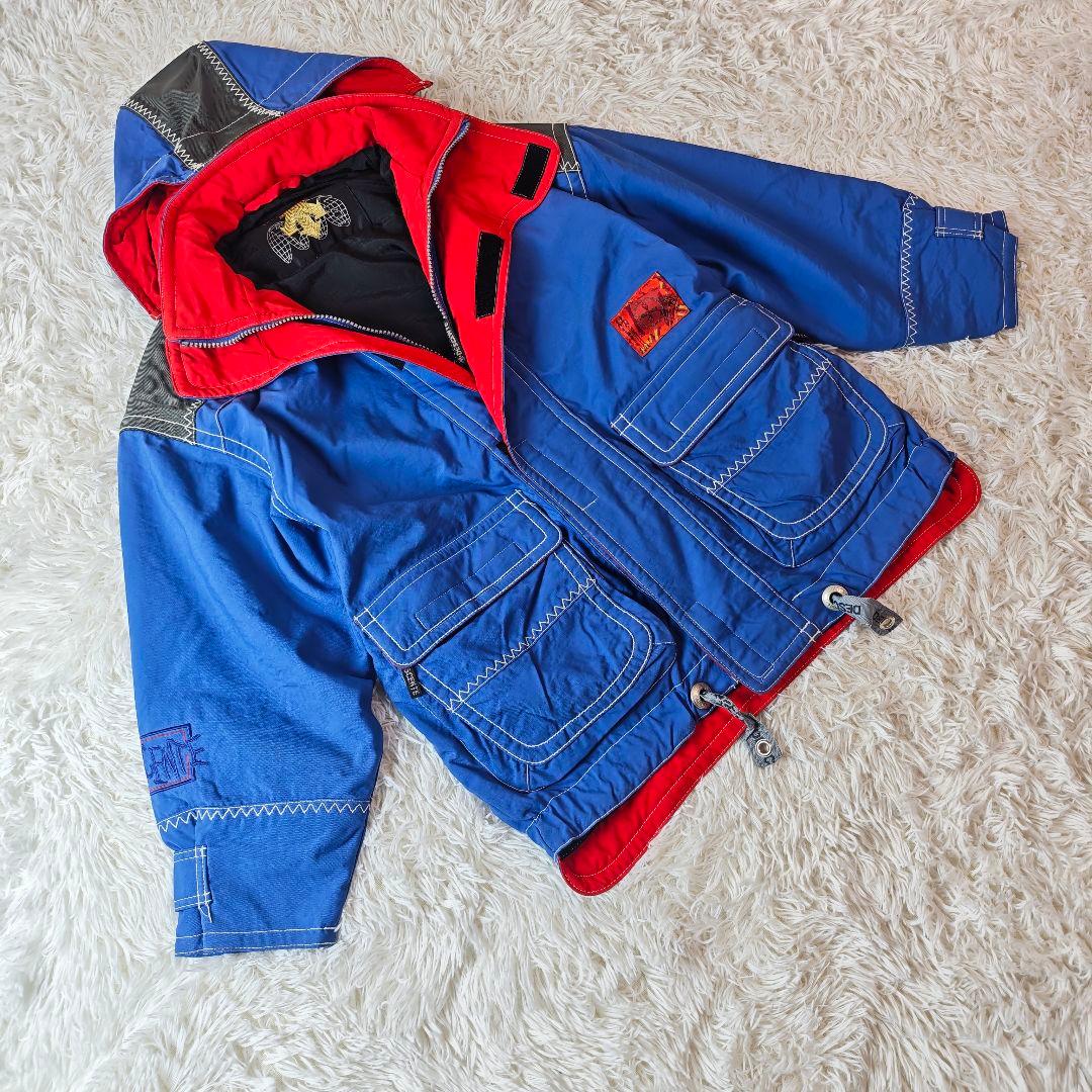 【90ｓ】DESCENTE デサント 中綿スキージャケット 青赤　ゆるダボ S