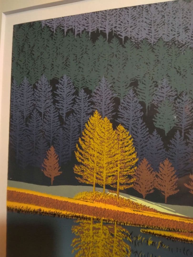 シルクスクリーン　版画　小暮真望「錦織の調べ」　限定500部 直筆サイン　裏書