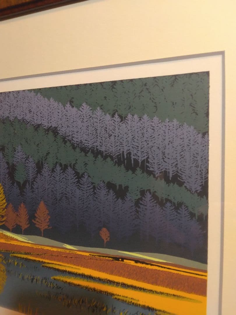 シルクスクリーン　版画　小暮真望「錦織の調べ」　限定500部 直筆サイン　裏書