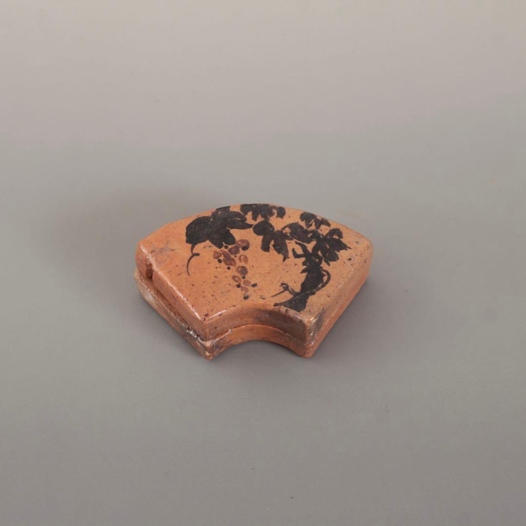 赤楽 扇形 香合 京焼 橘 古美術 古道具 アンティーク