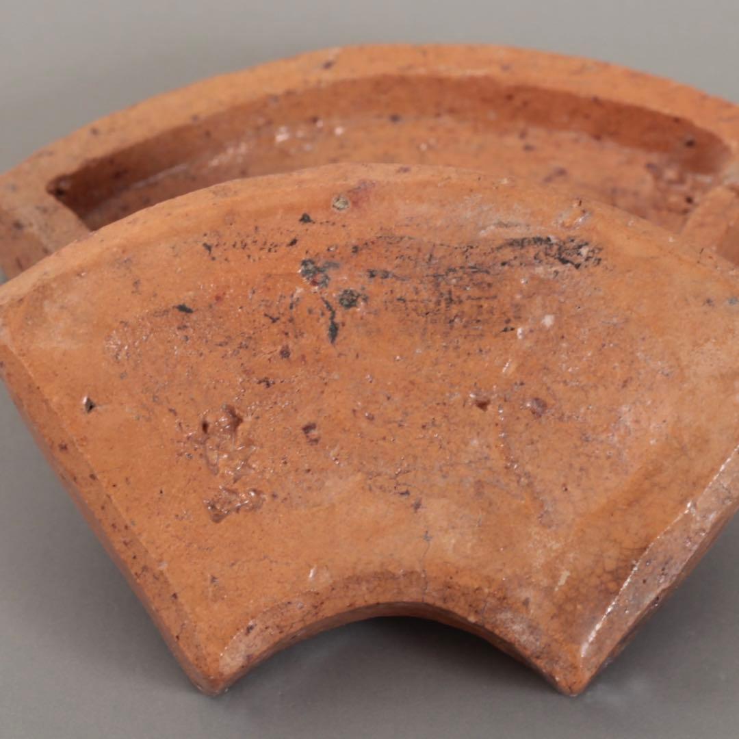 赤楽 扇形 香合 京焼 橘 古美術 古道具 アンティーク