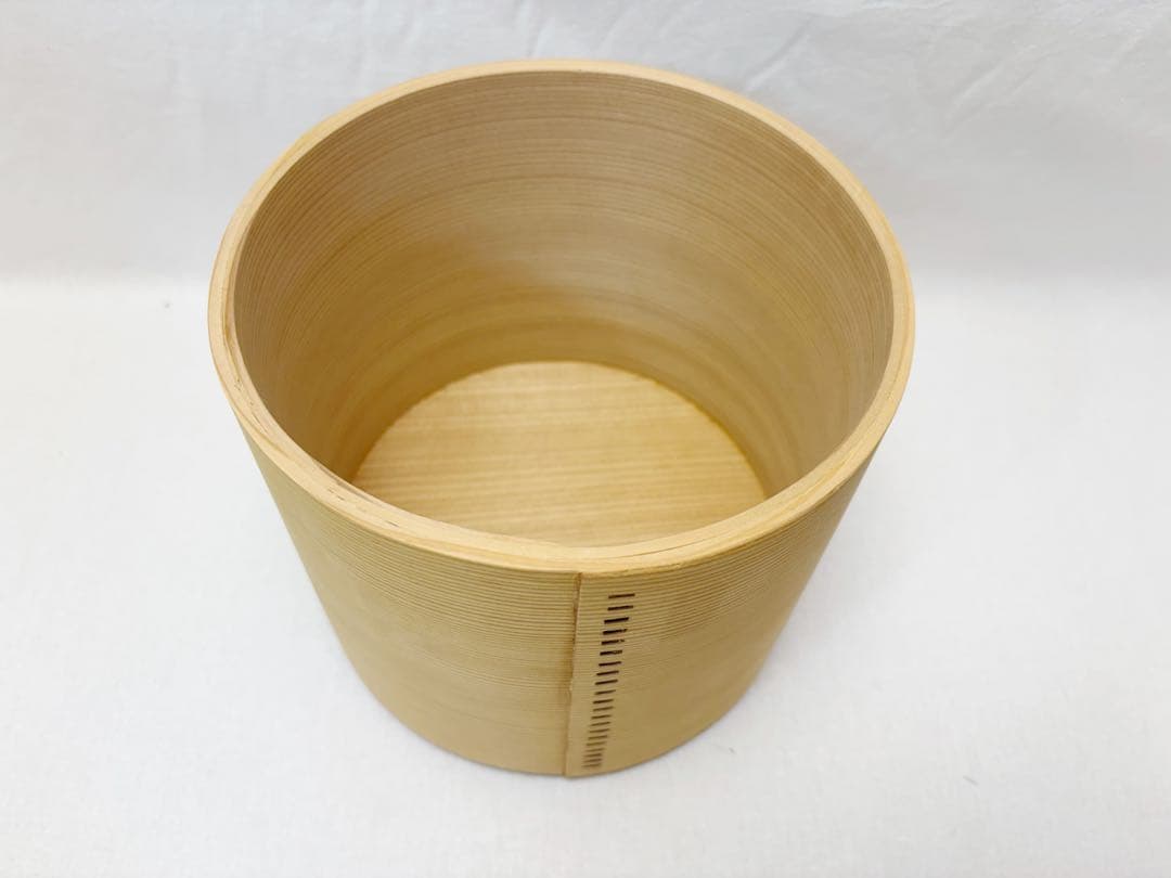 未使用 茶道具 杉木地 曲水指 利休形 曲物 綴目 水屋道具 茶器 水差し 元箱