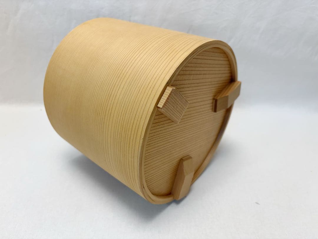 未使用 茶道具 杉木地 曲水指 利休形 曲物 綴目 水屋道具 茶器 水差し 元箱