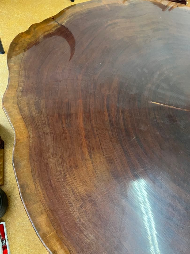 【希少】天然木 一枚板 大型座卓 円卓 センターテーブル 輪切り 昭和レトロ