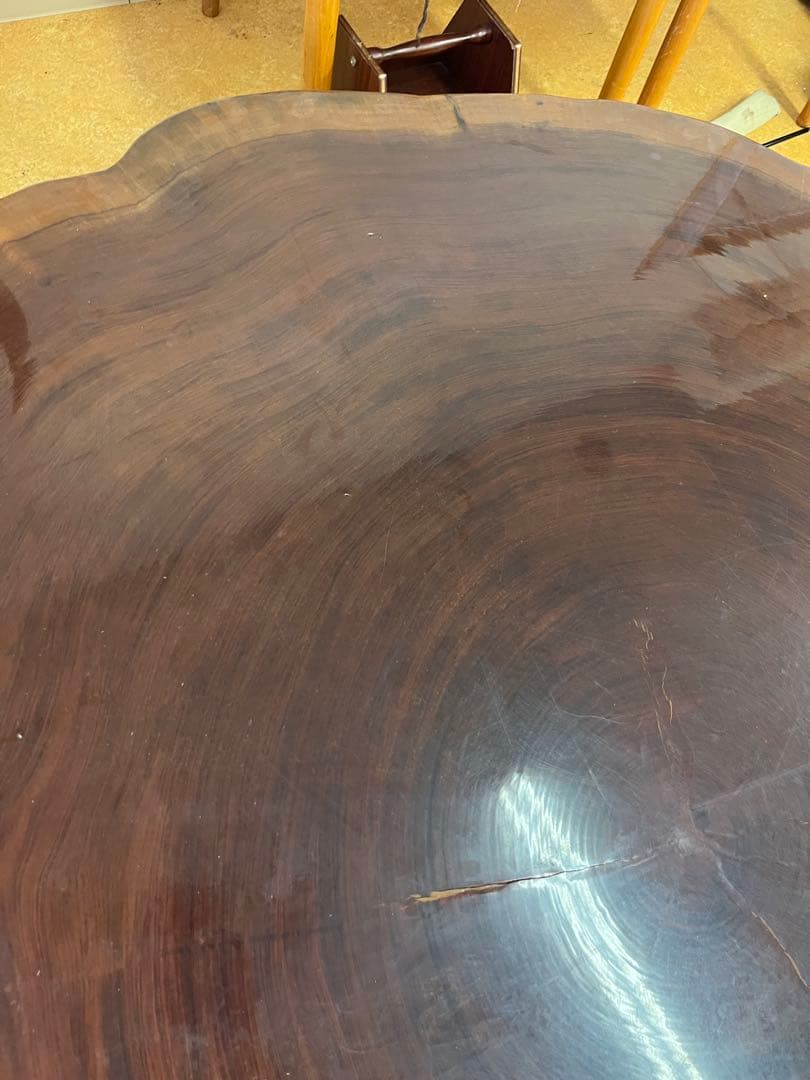 【希少】天然木 一枚板 大型座卓 円卓 センターテーブル 輪切り 昭和レトロ