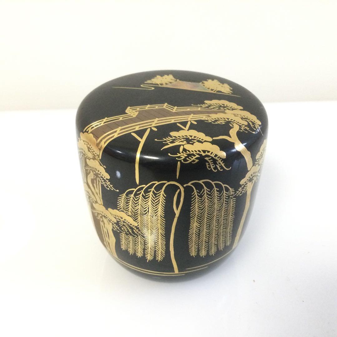 住吉蒔絵棗 茶入 塗師木村表哲作 茶道具 供布供箱 M