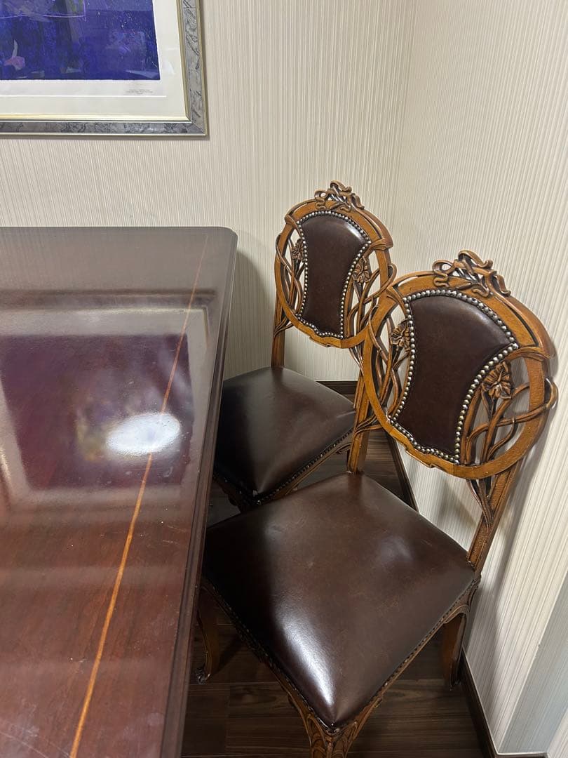 Medea アールヌーボー風 木製椅子 ブラウン4脚