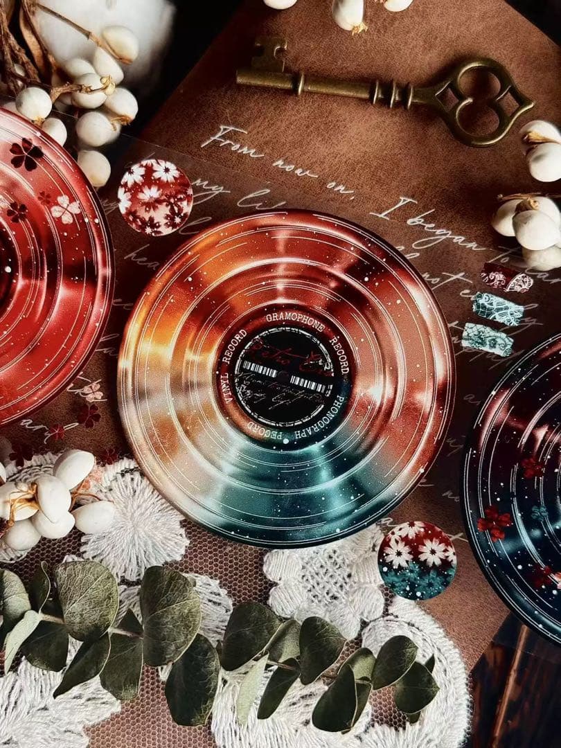 霖蓝汐原创手账《幻梦唱片》海外マスキングテープ　マステ 【2652】