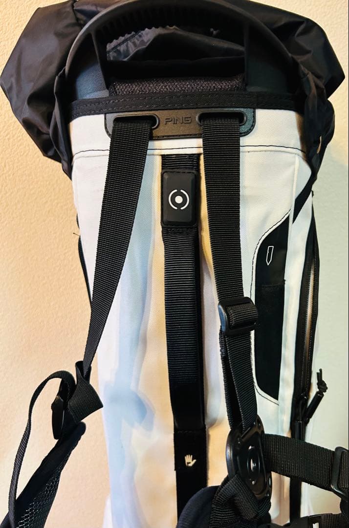 PING キャディバッグ ホワイト/ブラック　プリントロゴピンク