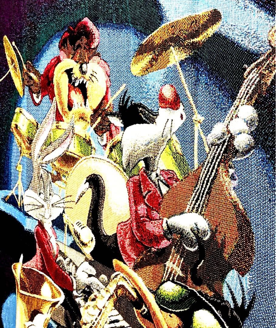 アメリカ製　ルーニートゥーン　ジャズバンド　ゴブラン織　タペストリー