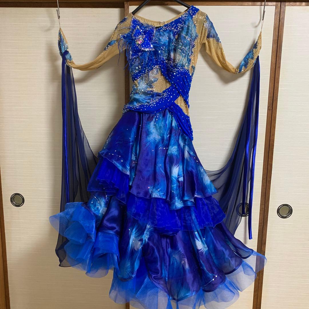 社交ダンス用青と金のドレス